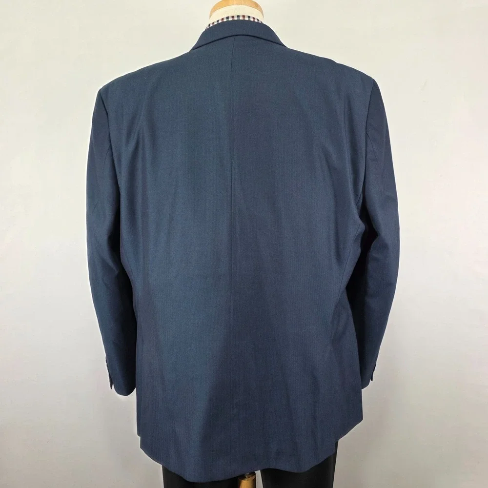 Calvin Klein Men's Sport Coat Blazer Two Button Navy Herringbone Poly Blend 48R